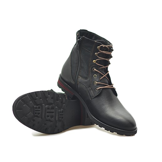 Trzewiki Badura 4502-F Czarne arturo-obuwie szary modne