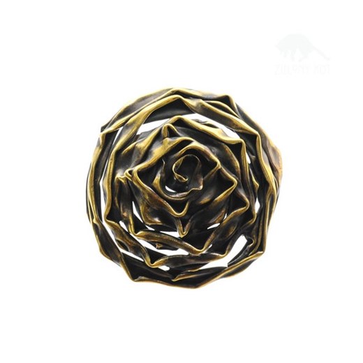 Broszka róża z mosiądzu - biżuteria artystyczna - z kolekcji OYCA zielonykot-pl zielony kwiatowy