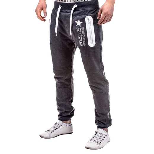 Spodnie P82 - GRAFITOWE ombre bialy Spodnie