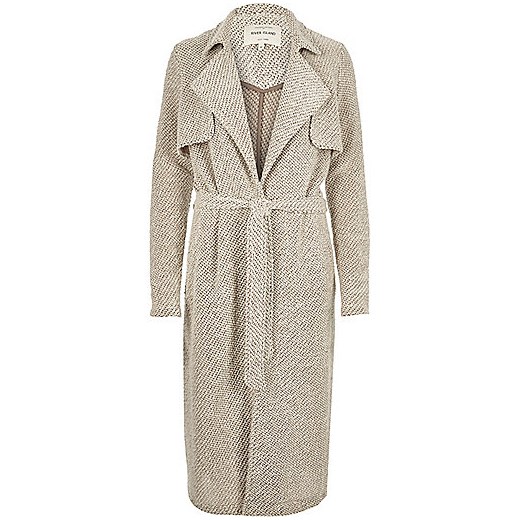 Beige jersey belted trench coat  river-island bezowy jersey