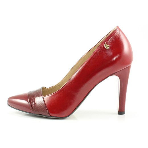 KORDEL 1049 BORDOWY - Klasyczne czerwone szpilki ze skóry naturalnej sklep-obuwniczy-kent czerwony Czółenka klasyczne
