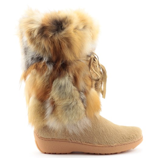 Śniegowce Oscar VOLPE-A30 Beige Red 2052-002 zebra-buty-pl brazowy płaska podeszwa