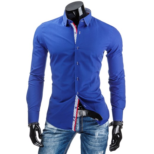 Koszula męska niebieska (dx0945) dstreet niebieski bawełna