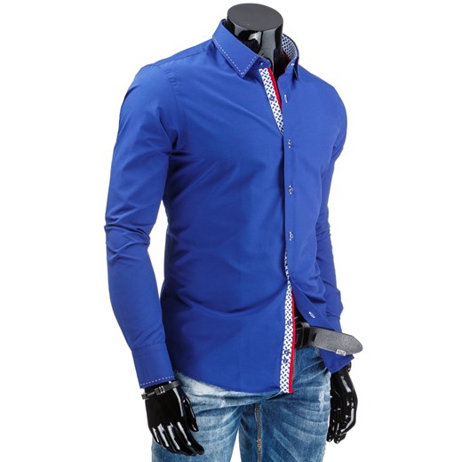 Koszula męska niebieska (dx0945) dstreet niebieski długi rękaw