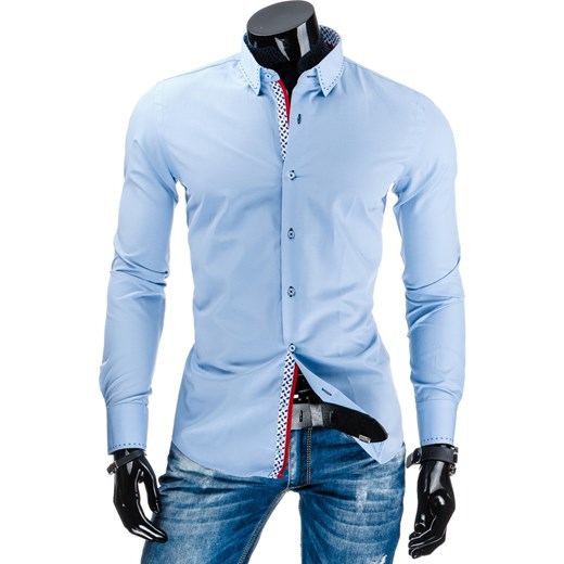 Koszula męska błękitna (dx0946) dstreet niebieski bawełna