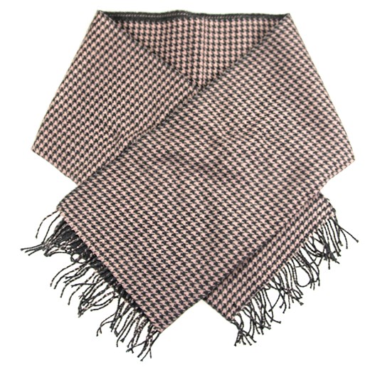 DUŻY SZAL W SZARO-RÓŻOWĄ PEPITKĘ allora brazowy boho