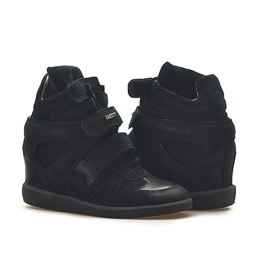 Sneakersy Carinii B3400-H20-E50 Czarne welurowe arturo-obuwie czarny Botki skórzane
