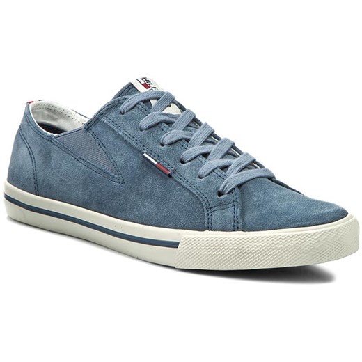 Sneakersy TOMMY HILFIGER - DENIM Varsity 4B EM56820812  Jeans 982 eobuwie-pl niebieski casual