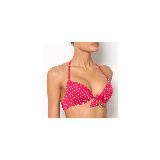 Góra kostiumu kąpielowego, balkonetka push-up, w groszki, sprzedawana oddzielnie la-redoute-pl rozowy Góra bikini