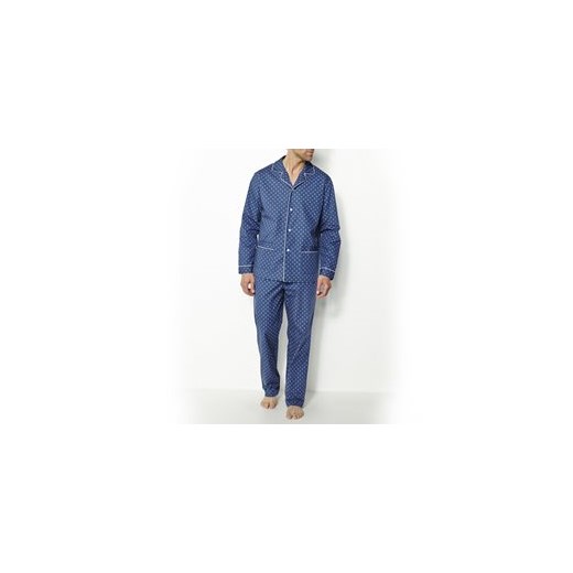 Piżama z bawełnianej popeliny z nadrukiem la-redoute-pl niebieski bawełna