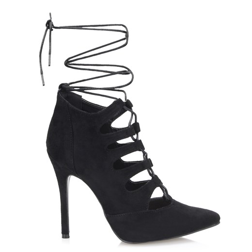 Szpilki Rende Suede Black brilu-pl czarny sznurówki