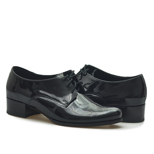 Pantofle Sagan 2025 Czarne lakier arturo-obuwie czarny elegancki