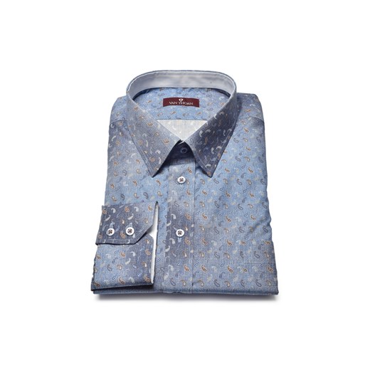 Elegancka niebieska koszula męska VAN THORN w paisley eleganckipan-com-pl niebieski abstrakcyjne wzory