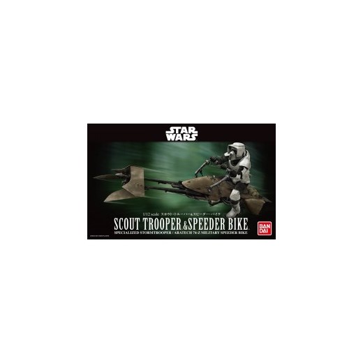 Bandai Star Wars Scout Trooper & Speeder Bike 1/12 Scale Plastic Model Kit japanstore zielony rockowy
