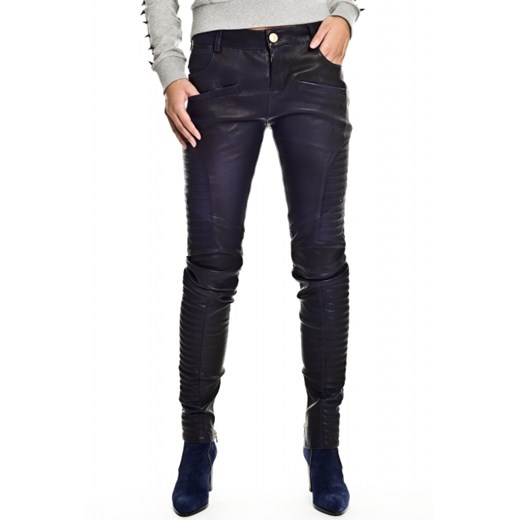 Pierre Balmain spodnie skórzane viadellaspiga-pl czarny marine