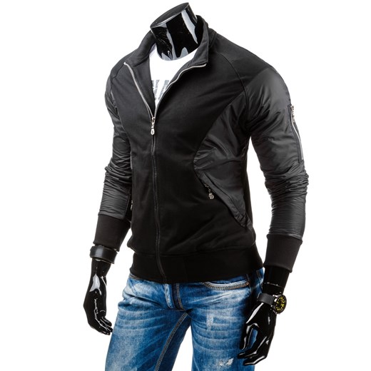 Bluza męska czarna (bx1670) dstreet czarny Bluzy męskie z kieszeniami