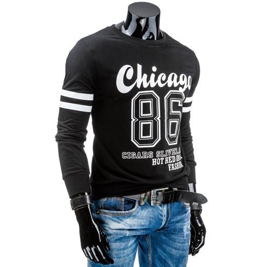 Bluza męska czarna (bx1676) dstreet czarny Bluzy męskie z nadrukiem