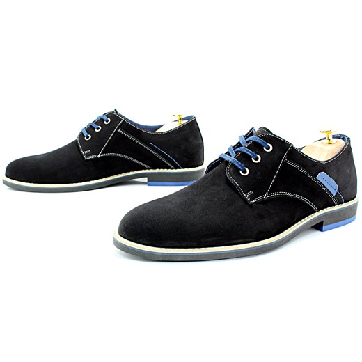 KENT 272N CZARNY GRANAT - Skórzane buty casual nowy wzór sklep-obuwniczy-kent czarny casual