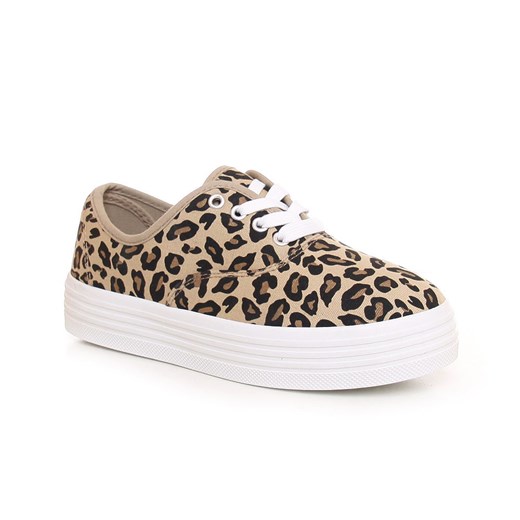 Trampki w panterkę platforma /E5-1 Q47 tx212/ pantofelek24 brazowy casual