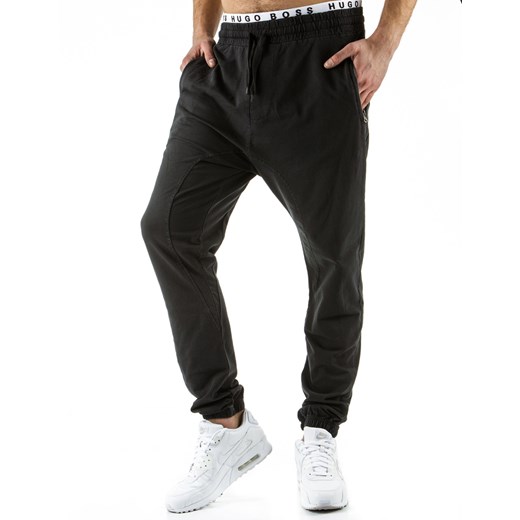 Spodnie męskie dresowe baggy czarne (ux0508) dstreet czarny bawełna
