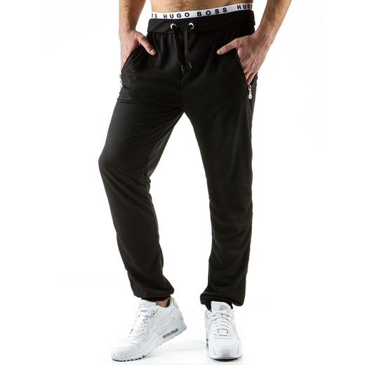 Spodnie męskie dresowe baggy czarne (ux0523) dstreet czarny bawełna