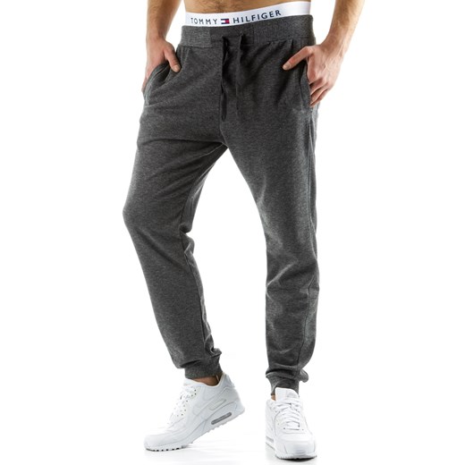 Spodnie męskie dresowe baggy antracytowe (ux0511) dstreet bialy bawełna