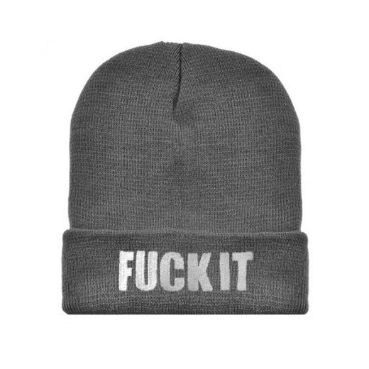 CZAPKA BEANIE FUCK IT granashop szary młodzieżowy