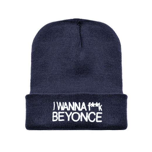 CZAPKA BEANIE I WANNA FUCK BEYONCE granashop szary młodzieżowy