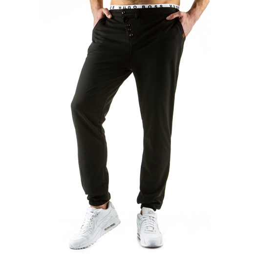Spodnie męskie dresowe baggy czarne (ux0534) dstreet czarny bawełna