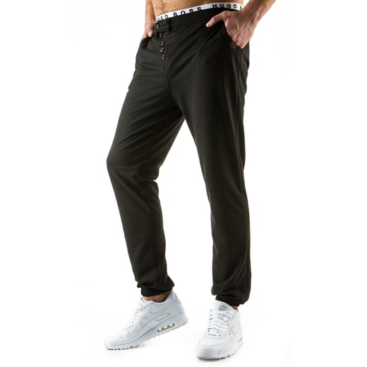 Spodnie męskie dresowe baggy czarne (ux0534) dstreet czarny guziki