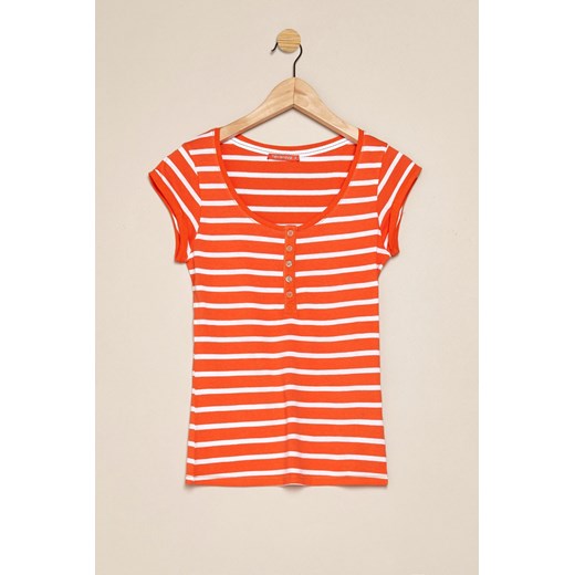 striped grandad collar t-shirt terranova pomaranczowy jersey