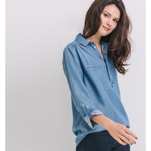 Promod Bluzka jeansowa promod-pl niebieski guziki
