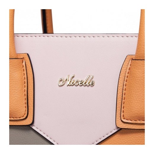 NUCELLE Mozaikowa damska torebka Różowo-pomarańczowa stylowagalanteria-com bezowy z kieszeniami