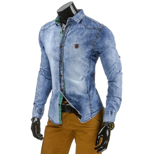 Koszula męska jeansowa (dx0949) dstreet niebieski guziki