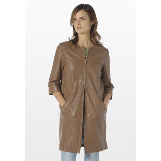 LEATHER DUSTER stefanel brazowy casual