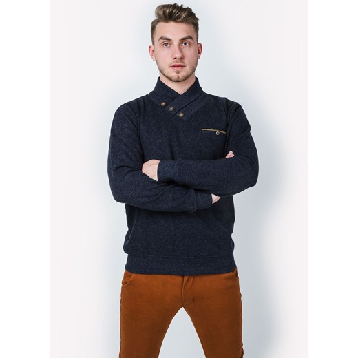 Sweter męski z guzikami pod szyją zoio-pl czarny