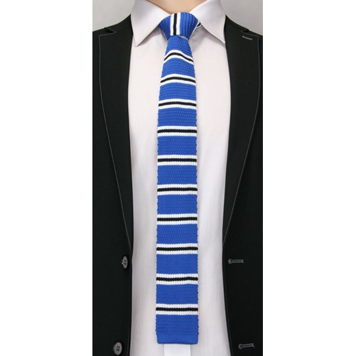 Dziergany krawat typu knit - Alties KRALTS0008 jegoszafa-pl niebieski dzianina