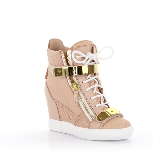 Giuseppe Zanotti Sneakersy na koturnie Lorenz Golia różowe budapester-com bezowy Sneakersy damskie
