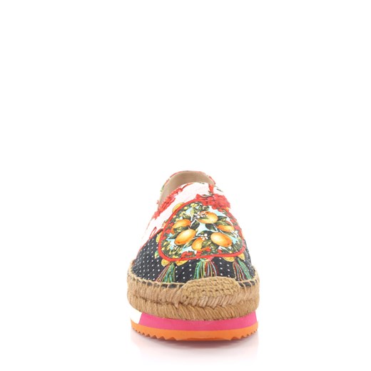 Dolce & Gabbana Espadryle na platformie materiałowe kolorowy wzór kwiatowy budapester-com brazowy boho