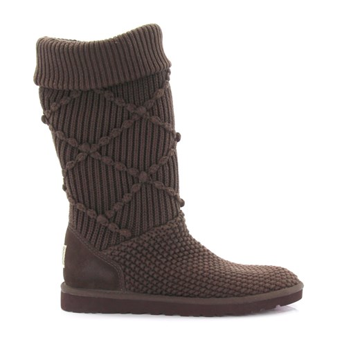 UGG Botki Boots Classic Argyle Knit bawełna dziane brązowe budapester-com szary bawełna