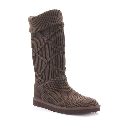 UGG Botki Boots Classic Argyle Knit bawełna dziane brązowe budapester-com szary jesień