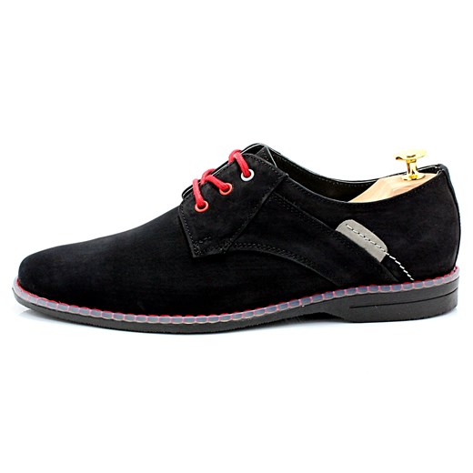 KENT 272M CZARNY CZERWONY- Skórzane buty casual nowy wzór sklep-obuwniczy-kent czarny elegancki