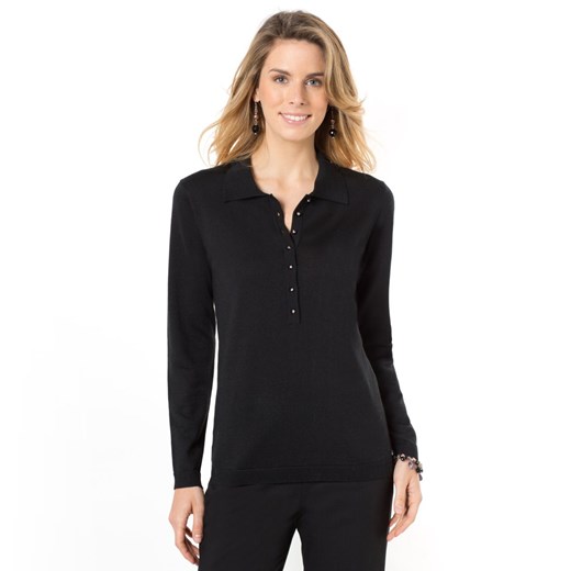 Sweter z kołnierzykiem polo: 50% wełny merino, 50% akrylu la-redoute-pl bezowy dzianina