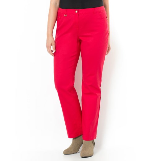 Proste spodnie z bawełnianej satyny, 5 kieszeni la-redoute-pl czerwony bawełna