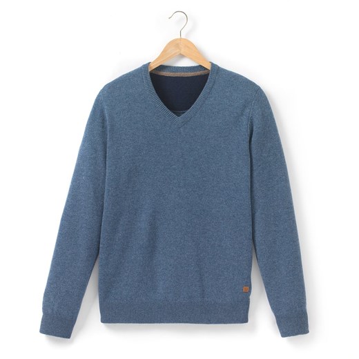Sweter z kołnierzem w kształcie V la-redoute-pl niebieski minimalistyczny
