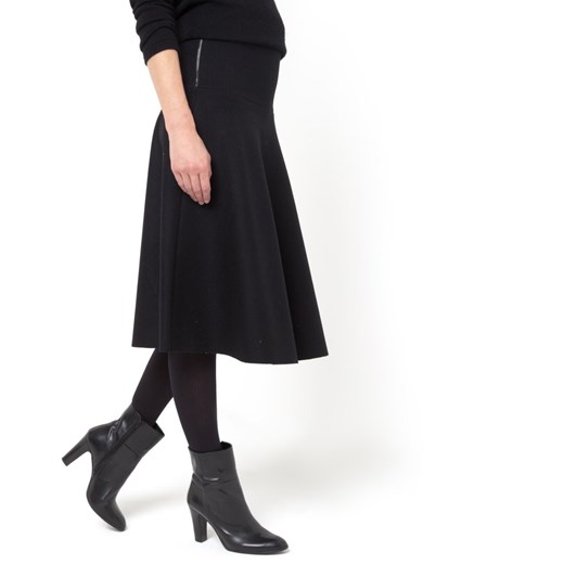 Spódnica midi (z sukna wełnianego) la-redoute-pl czarny baskinki