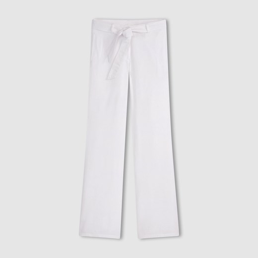 Szerokie spodnie z lnu/bawełny la-redoute-pl szary bawełna