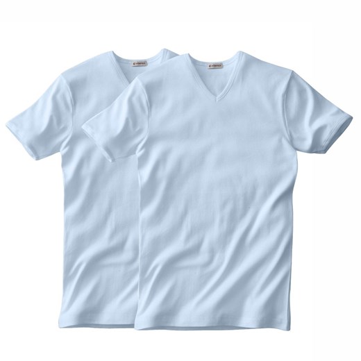 T-shirt EMINENCE z dekoltem w V i krótkim rękawem (2-pak) la-redoute-pl niebieski dzianina