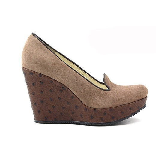 BUTY DAMSKIE CZÓŁENKA BRĄZOWE PAMAR r. 37 KOTURNY sohobuty-pl brazowy Czółenka na koturnie