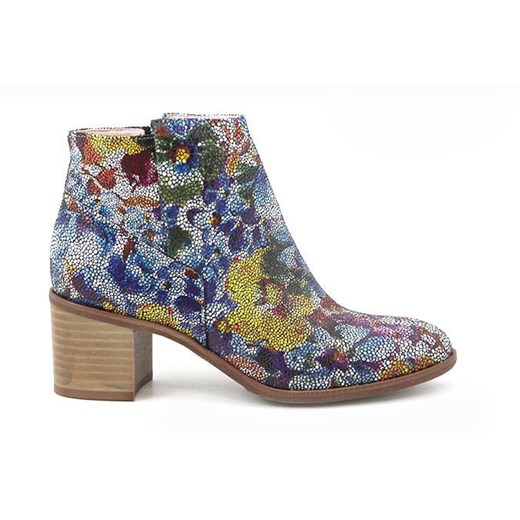 BUTY DAMSKIE BOTKI KWIATY BRAVO MODA 1336 SKÓRA NATURALNA sohobuty-pl szary abstrakcyjne wzory